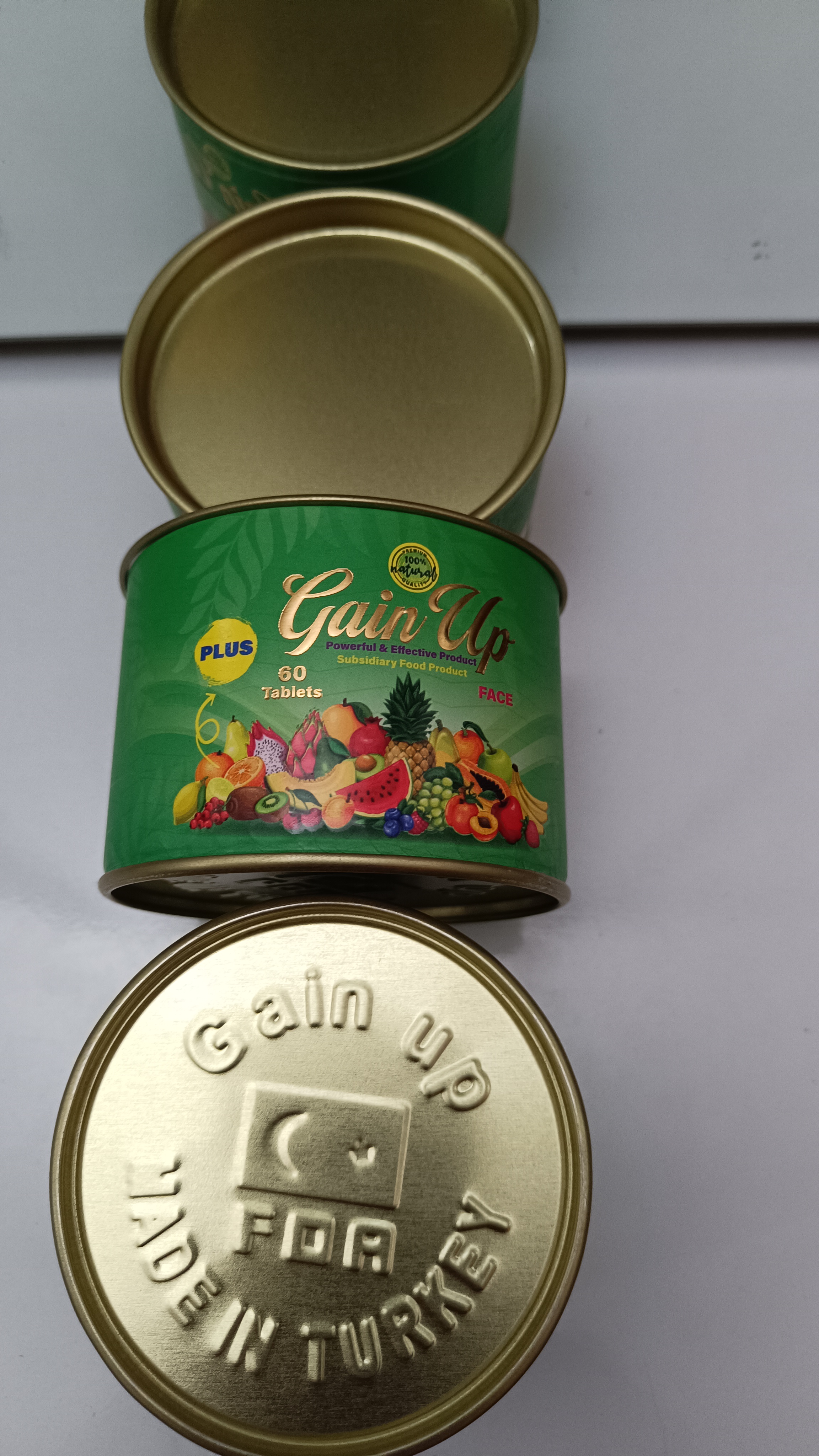 قرص چاقی صورت برند پلاس  میوه ای سبز 60 عددی اورجینال(صورت)